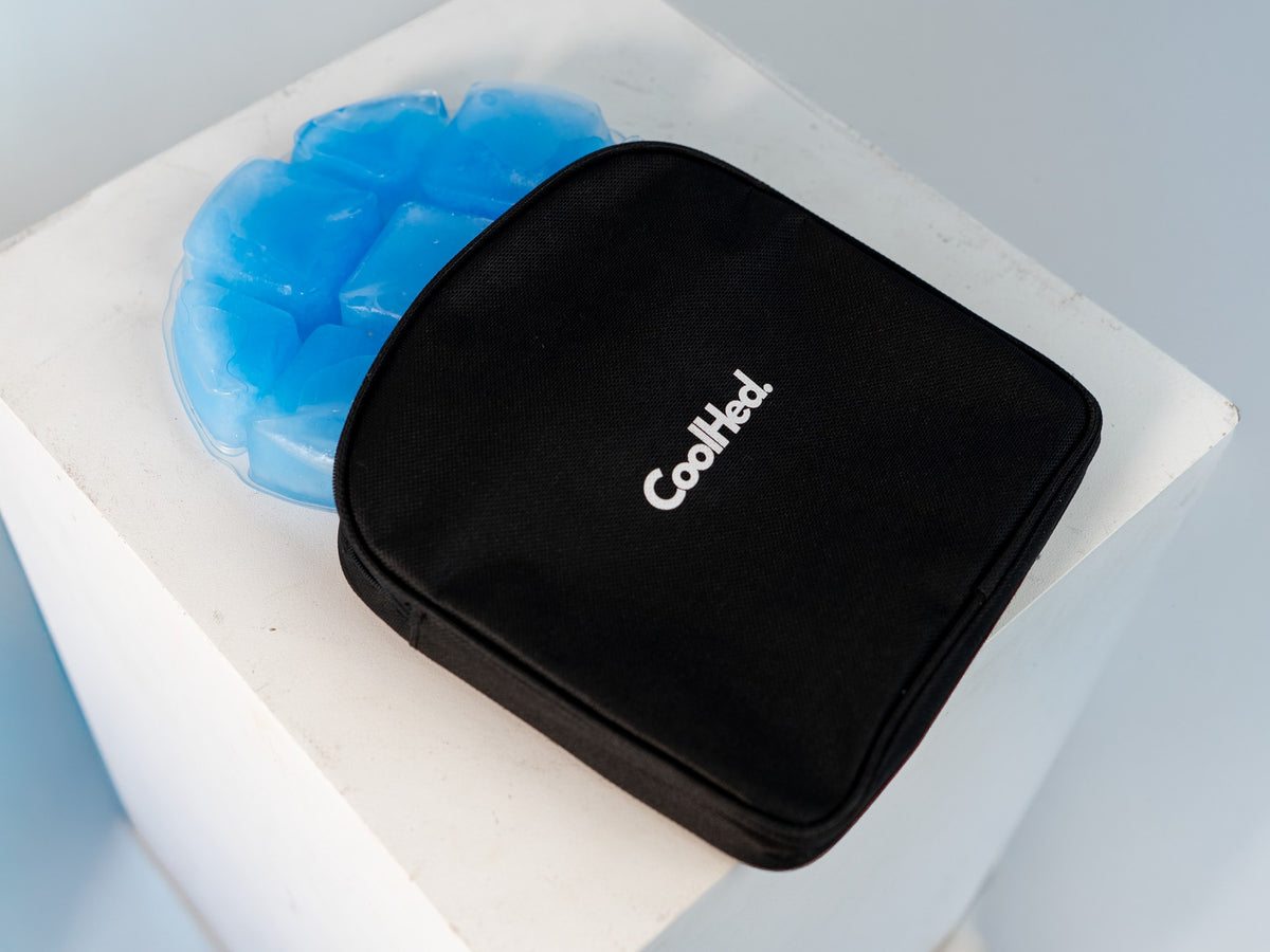 CoolHands PCM cooling pack with its black CoolHed pouch